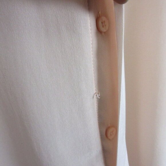 Club Monaco Silk Button Up Blouse Women M Peach Ruffle Long Sleeve Classy 128 - Picture 8 of 13